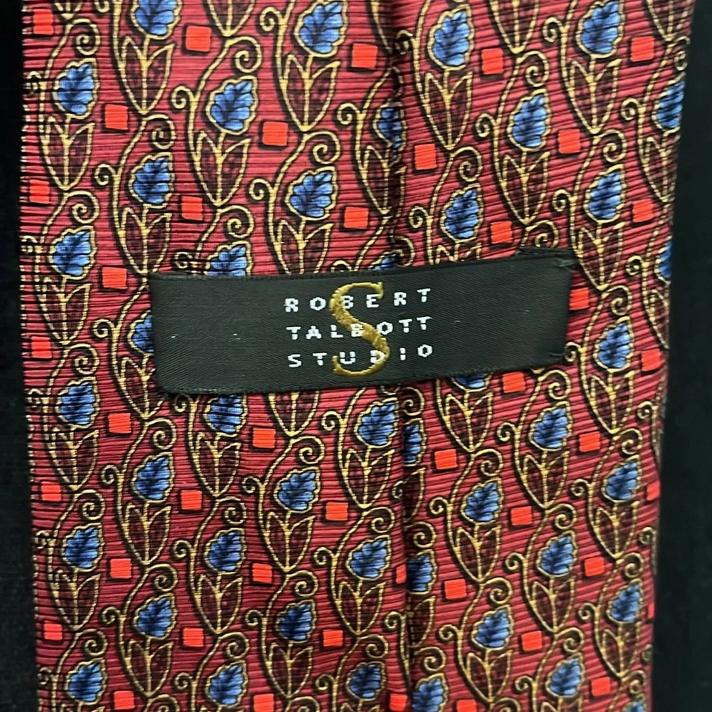 Robert Talbott Studio Red and Blue Floral Vine Silk Tie